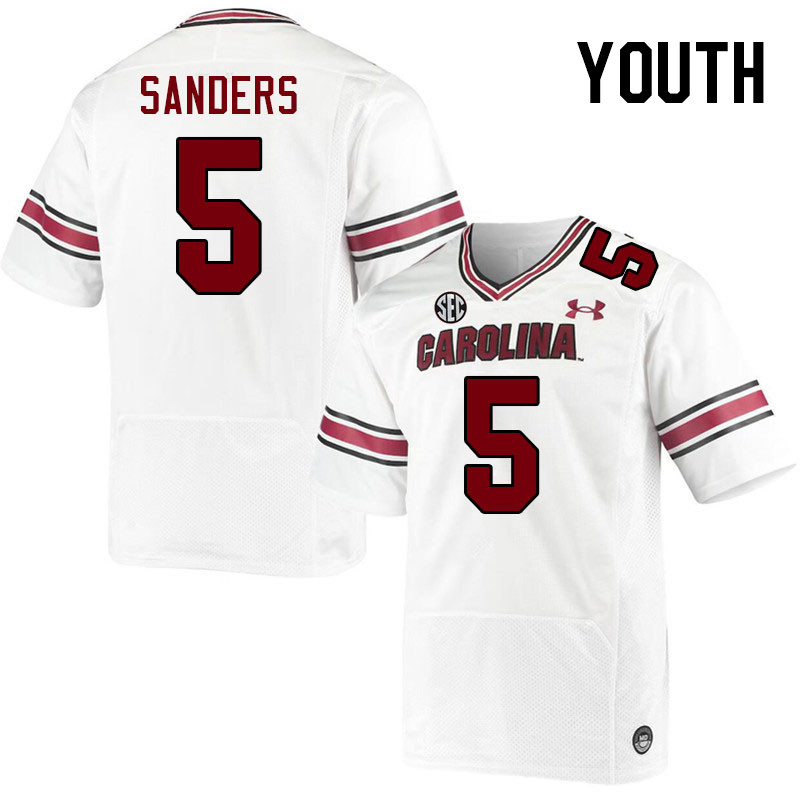 Youth #5 Raheim Sanders South Carolina Gamecocks College Football Jerseys Stitched-White